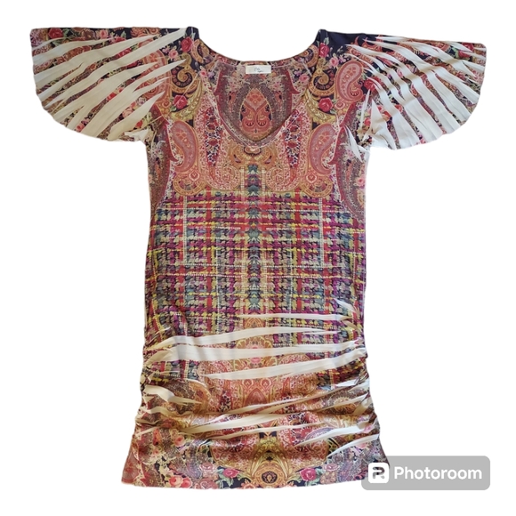 Cello Outfitters Flutter Sleeve Art Nouveau Top - Picture 2 of 9